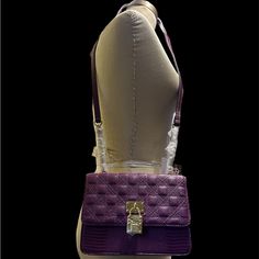 Brand New With Tags Anne Klein Crossbody Bag Purple Satchel Mobile Phone Bag, Purple Mobile Phone Satchel Bag, Purple Satchel Shoulder Bag With Mobile Phone Pocket, Purple Satchel Shoulder Bag With Mobile Phone Bag, Purple Shoulder Bag With Mobile Phone Pocket For Travel, Trendy Purple Rectangular Shoulder Bag, Purple Satchel Bag With Adjustable Strap, Purple Crossbody Evening Bags, Purple Crossbody Satchel For Evening