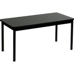 a black table on a white background with no one around it or the table is empty