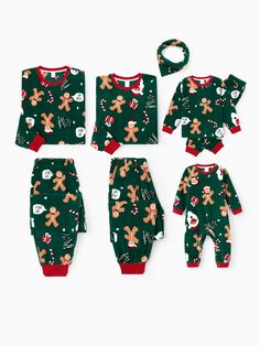 This festive family pajama set, featuring a playful gingerbread man and candy cane pattern, is the perfect addition to your holiday wardrobe. Designed for comfort and holiday cheer, these matching pajamas offer a fun way to bring the family together during the season. Ideal for cozy nights at home, holiday photos, or festive gatherings. Features: Made from a soft, lightweight fabric blend, ensuring comfort throughout the night and easy movement during holiday activities. The pajama top features Matching Christmas Pjs With Newborn, Family Matching Holiday Winter Sleepwear, Family Matching Holiday Festive Sleepwear, Matching Christmas Pajamas Newborn, Family Matching Christmas Pajamas Hanna Andersson, Family Matching Pjs, Comfy Blouse, Family Pajama Sets, Cute Pajama Sets