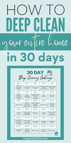 how to deep clean your entire home in 30 days with this free printable checklist