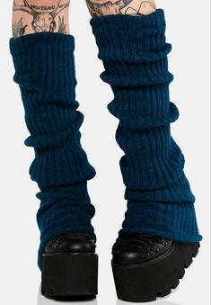 Blue Leg Warmers, Leg Warmers Outfit, Dark In Love, Punk Pants, Diy Clothes Design, Crochet Fashion Patterns, High Heel Wedges, Fishnet Tights