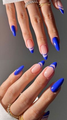 Classy Acrylic Nails, Minimalist Nails, Pretty Acrylic Nails, Chic Nails, Blue Nails