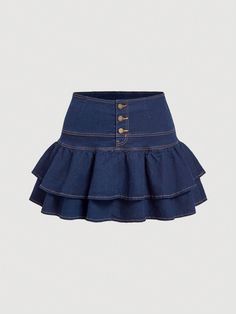 Plus Size Denim Mini Skirt, Sweet Tight-Fitting Elastic Skater Skirt, Blue Dark Wash    Denim Colorblock,Plain,Striped Layered/Tiered High Stretch  Women Plus Clothing, size features are:Bust: ,Length: ,Sleeve Length: Plus Size Denim, Halter Crop Top, Dark Wash Denim, How To Make Hair, Denim Mini, Denim Mini Skirt, Kids Sleepwear, Blue Dark, Maternity Bag