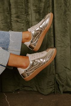 - This sneakers run more true to size Metallic Sneakers, Glitter Sneakers, Gold Models, Holiday Pajamas, Crop Top Sweater, Curve Dresses, Crop Top Blouse, Holiday Fashion, Winter Dresses