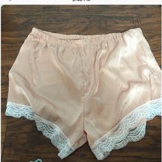 Silky Pink Lace Trimmed Pj Shorts Nwot Short Sleep Bottoms With Lace Trim, Lace Trim Short Sleep Bottoms, Short Bottoms With Lace Trim For Sleep, Short Lace Trim Sleepwear Bottoms, Short Lace Trim Sleep Bottoms, White Lace Trim Sleep Bottoms, Summer Bottoms With Lace Trim For Sleepover, Womens Pjs, Pj Shorts