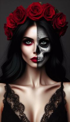 Sugar Skull Makeup Pretty, Catrina Aesthetic, Candy Skull Makeup, Artistic Makeup Ideas, Halloween Makeup Diy Tutorial, Catrina Costume, Catrina Makeup, Day Of The Dead Makeup