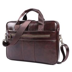 Executive Leather Laptop Shoulder Pack woyaza Retro Handbags, Business Briefcase, Dark Coffee, Laptop Briefcase, Aesthetic T Shirts, Leather Office, Leisure Fashion, Coffee Color, Briefcase For Men