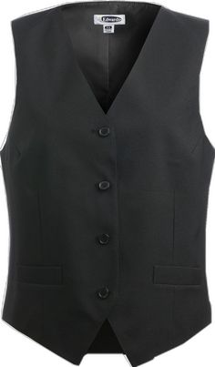 Edwards Ladies' Server Vest Classic V-neck Vest With Buttons, Formal Sleeveless Vest With Button Closure, Business Vest With Single Button, Business Vest With Single Button Sleeveless, Classic Workwear Vest With Buttons, Business Sleeveless Vest With Single Button, Formal Notch Lapel Vest With Buttons, Classic Workwear Vest With Button Closure, Elegant Business Vest With Buttons