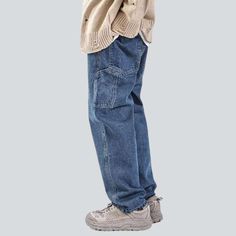 Bringing you back to the 20th-century with a bang. we present the 2023 Spring-Summer Collection's Carpenter Slouchy Men's Denim Pants! A timeless classic. each detail of this medium wash. mid-waist. baggy wonder has been designed to make you look and feel your best.Why You'll Fall In LoveThese pants are the perfect balance between modern style and retro vibes. The 90s-inspired design is complemented by a unique zipper and button closure. ensuring a perfect fit and maximum comfort. Whether you're Denim Pants Mens, Unique Looks, Denim Patterns, Short Legs, Current Trends, Wearing Clothes, How To Slim Down, Street Style Looks, Street Style Outfit