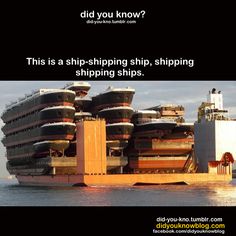 there is a large ship with lots of cargo on it's back and the caption reads, this is a ship - shipping ship, shipping ships, shipping ships