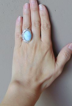 Sterling Silver Larimar Ring Size 6.25 Blue Gemstone Ring, Blue Gemstone Rings, Larimar Ring, Larimar Rings, Gorgeous Eyes, The Dominican Republic, Handmade Jewelry Gift, Tucson Az, Blue Gemstones