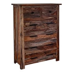 a wooden cabinet with drawers on top of it