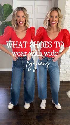 Wondering what shoes to wear with wide leg jeans? I’ve got you covered with this post! Sharing a great full length wide leg jean and a cropped wide leg jean plus shoes and outfits for each!!     #LTKfindsunder100 #LTKstyletip Wide Leg Frayed Jeans Outfit, Boho Wide Leg Jeans Outfit, Wide Leg Jeans Outfit Teacher, Shoes With Ankle Jeans, Styling Wide Leg Jeans Winter, Full Length Wide Leg Jeans Outfit, Short Wide Leg Jeans Outfit, Flare Jeans With Flats, Wide Bottom Jeans Outfit