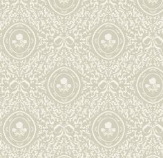 a white wallpaper with an ornate design