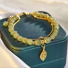 Beautifully Designed And Easy To Wear, This Bangle Is The Ideal Accessory To Add To Your Jewelry Collection. The Bracelet Showcases Intricate A Unique Design. Hetian Jade, Gold Armband, Leaf Bracelet, Jade Bracelet, Bracelet Design, Layered Jewelry, Natural Jade, Strand Bracelet, Jade Stone