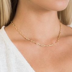 Gold Paperclip Necklace, Chunky Gold Chain Necklace, 10k Gold Chain, Chunky Gold Chain, Gifts Best Friend, Paperclip Necklace, Paperclip Chain Necklace, Gold Chain Choker, Big Jewelry