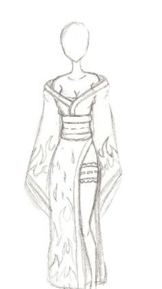 a drawing of a woman's dress with an open back and cape on it