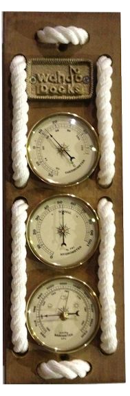 three different types of thermometers are in a box with rope wrapped around them