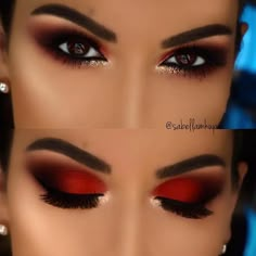 Red And Black Makeup, Daily Eye Makeup, Morphe Eyeshadow Palette, Makeup Suggestions, Morphe Eyeshadow, Christmas Eye Makeup, Red Eye Makeup, Drag Make-up, Red Eyeshadow