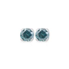 Pompeii3 1/4ct Blue Diamond Studs 14K White Gold, Women's, Size: Small Classic Blue Diamond Earrings Brilliant Cut, Classic Blue Diamond Earrings With Brilliant Cut, Blue Classic Diamond Earrings With Brilliant Cut, Classic Blue Brilliant Cut Diamond Earrings, Classic Blue Round Cut Diamond Earrings, Classic Blue Diamond Earrings With Prong Setting, Blue Diamond, Everyday Jewelry, Round Brilliant Cut