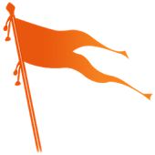 an orange flag flying in the wind