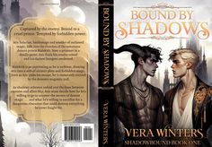 the cover for bound by shadows, with an image of two men standing next to each other