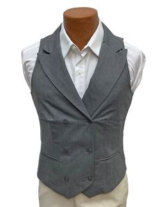 Women's Grey Vest This is a great brand new vest from Executive Apparel.  It is tailored in a comfortable high quality polyester wool blend that will prove very durable.  Machine washable.  Six button double breasted closure with real front pockets.  Listing is for the vest only.  Please let me know if you would be interested in purchasing a group of these. Grey Vest Outfit, Grey Waistcoat, Executive Woman, Grey Vest, Vest Outfits, Women's Coats & Jackets, Cool Clothes, Women's Coats, Sweater Coats