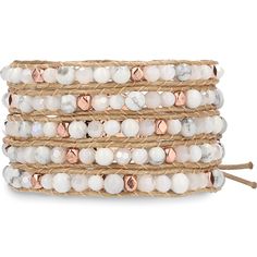 PRICES MAY VARY. WHITE MARBLE BLUSH - Our White Mix Five Warp Bracelet is a five-layer wrap bracelet crafted handmade product with a combination of marble stones, crystals and rose gold beads on the beige cord. This wrap bracelet is perfect complement ready to pair with any look or any bracelet stack you desire giving you an effortless multistrand layered look perfect for your everyday lifestyle. We truly bring you a new experience which aesthetic fashion meets practicality matched with a variet Bracelets Summer, Hippie Bracelet, Layered Bracelet, Semiprecious Stone Jewelry, Rose Gold Beads, Hippie Bracelets, Design Bracelet, Beaded Wrap Bracelets