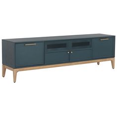 an entertainment unit with two doors and three drawers