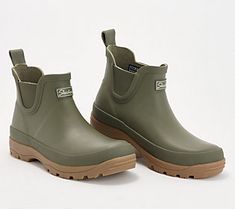 Face those rainy days in style with these waterproof Chelsea boots. From Martha Stewart x Skechers. Outdoor Ankle Boots For Rainy Season, Ankle-high Rain Boots For Rainy Season, Green Rubber Sole Rain Boots For Outdoor, Waterproof Green Boots For Outdoor, Green Waterproof Boots For Rainy Weather, Waterproof Ankle-high Boots For Rainy Weather, Insulated Ankle Rain Boots For Rainy Weather, Insulated Ankle Rain Boots, Waterproof Ankle Boots For Rainy Weather