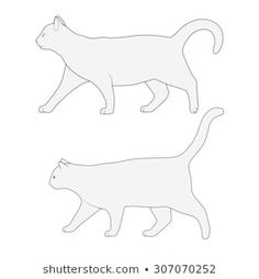 two white cats walking side by side on a white background, one black and the other white