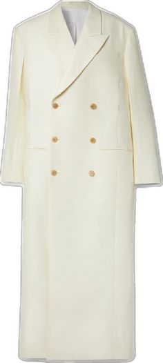 Luxury Cream Outerwear With Double Button Closure, Luxury Beige Double-breasted Wool Coat, Luxury Cream Double-breasted Outerwear, Classic White Wool Coat For Formal Occasions, Luxury Beige Double-breasted Pea Coat, Formal Cream Single Breasted Wool Coat, Chic Formal Pea Coat With Concealed Placket, Spring Formal Wool Coat With Double-breasted Buttons, Oversized Double-breasted Wool Coat For Formal Occasions