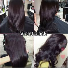 Hair Color Ideas Dark Colors, Dark Violet Black Hair, Different Black Hair Colors Shades, 2vv Midnight Violet Black Hair, Different Types Of Black Hair, Dark Hair With Purple Undertones, Types Of Black Hair Color, Cool Tone Black Hair, Hair Dye On Dark Hair