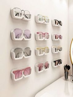 [Promotion] 8Pc Wall-Mounted Eyeglass Organizer, Simple Non-Drilling And Anti-Pressure Eyewear Holder For Study And Bedroom White    Abs     Storage And Organization, Size Features Are:Bust: ,Length: ,Sleeve Length: #bedroomessentialsforwomen Sunglasses Organizer, Glasses Storage, Sunglasses Display, Sunglasses Storage, Box Wall, Glass Cabinets Display, Hanging Jewelry, Glasses Shop, Sunglass Holder