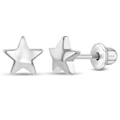 Your little girl's face will light up like a star when you give her these adorable little star earrings.  An iconic and timeless design, crafted beautifully in 925 sterling silver, a naturally hypoallergenic fine metal that is completely safe for children with sensitive skin. The posts are threaded and feature a safety back system to ensure your child's earrings stay comfortably in place. These earrings make a perfect gift for the little star in your life! Complimentary gift box is included for Indie Accessories, Stars Earrings, Life Vibes, Earrings Star, Kids Earrings, Dope Jewelry, Screw Back Earrings, Jewelry Inspo, Dream Jewelry