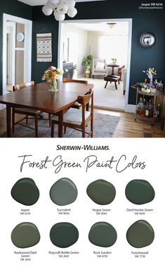 the color scheme for sherylin williams's forest green paint colors