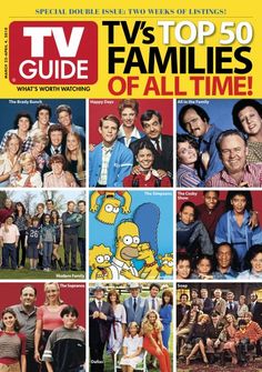 the cover of tv guide's top 50 families of all time, with pictures of people