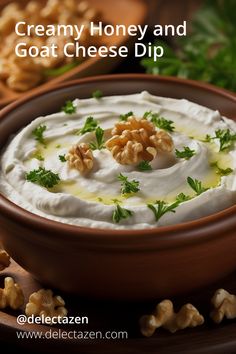 This creamy goat cheese dip with honey is a delicious and healthy appetizer that is perfect for any occasion. It is made with simple ingredients and is easy to make.