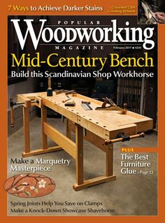 the cover of woodworking magazine with an image of a workbench on it