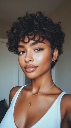 Stunning Short Haircuts for Black Women 3c Pixie Curly Hair, Short Haircut For Black Women, Curly Hairstyles Short, Pixie Cut Black Women, Short Curly Hairstyles, Black Woman Artwork, Stylish Short Haircuts