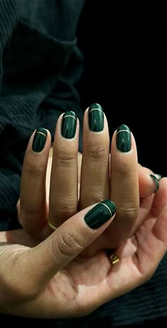 Emerald Green Nails, Emerald Nails, Green Nail Designs, Nagel Tips, Green Nail Polish, October Nails, Cute Gel Nails