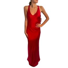 Style 330 B43 Red Evening Maxi Dress For Gala, Silk Fitted Maxi Dress For Red Carpet, Red Silk Evening Dress For Red Carpet, Elegant Satin Maxi Dress For Red Carpet, Red Summer Evening Dress For Formal Occasions, Chic Red Maxi Dress For Formal Occasions, Elegant Red Evening Dress For Summer, Chic Red Formal Maxi Dress, Red Satin Evening Midi Dress