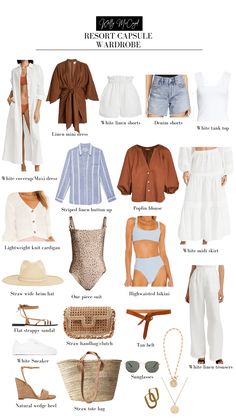 Resort Capsule Wardrobe, Outfits For Mexico Vacation, Beach Holiday Outfits, Outfits For Mexico, Capsule Wardrobe Outfits, Fashion Capsule Wardrobe, Resort Outfit, Travel Capsule Wardrobe