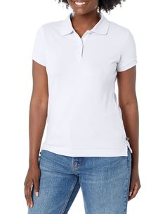 PRICES MAY VARY. Short-sleeve pique polo shirt with two-button placket and flat knit collar