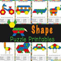 the shape puzzle printables for children to use in their homeschool projects