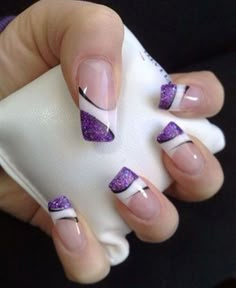 21 Cute And Trendy Nail Designs for Summer | Inspired Snaps. Good design to use for my nails for our daughters wedding next month. Her colors are Purple , white and silver. The big day is June14,2014!!! Ongles Gel Violet, Fingernail Designs, Gel Nail Art Designs, French Nail Designs, Super Nails, Thanksgiving Nails, Her Nails, Cool Nails, Trendy Nail Design