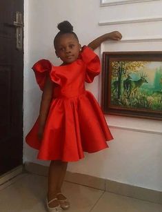 Handmade beautiful baby girl dress Ships worldwide from Nigeria Kindly start an etsy conversation with me for more enquiries. Mikado Styles For Kids, Children Dress Styles, Children Gown Styles, Mikado Silk Dress, Silk Baby Dress, Green And Gold Party, Red Dresses For Kids, Children Wears, Childrens Party Dresses