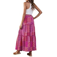 Purple Bohemia Print Tie Waist Maxi Skirt High Waist Pink Maxi Skirt Relaxed Fit, Pink High Waist Maxi Skirt For Summer, High Waist Pink Maxi Skirt For Summer, Pink High Waist Maxi Skirt For Beach, High Waist Pink Maxi Skirt For Beach, High-waist Pink Lined Maxi Skirt, High Waist Pink Lined Maxi Skirt, Multicolor High Waist Maxi Skirt, High Waist Pink Skirt For Beach