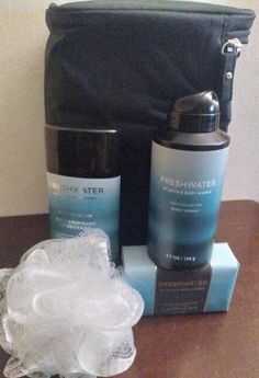 Bath & Body Works - Men's Collection - Freshwater Spa Bag by FocusForwardByDee on Etsy Blue Body Scrub, Spa Bag, Deodorant Bar, Fall Self Care, Spa Bags, Deodorant Spray