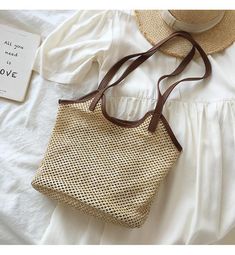 Straw Woven Fishnet Tote Bag with Inner Pouch, Retro Vibes, Summer Bag – Elena Handbags Summer Beach Looks, Everyday Shoulder Bag, Summer Bag, Tropical Vacation, Beach Look, Retro Vibe, Black Tote Bag, Beach Bag, Summer Beach